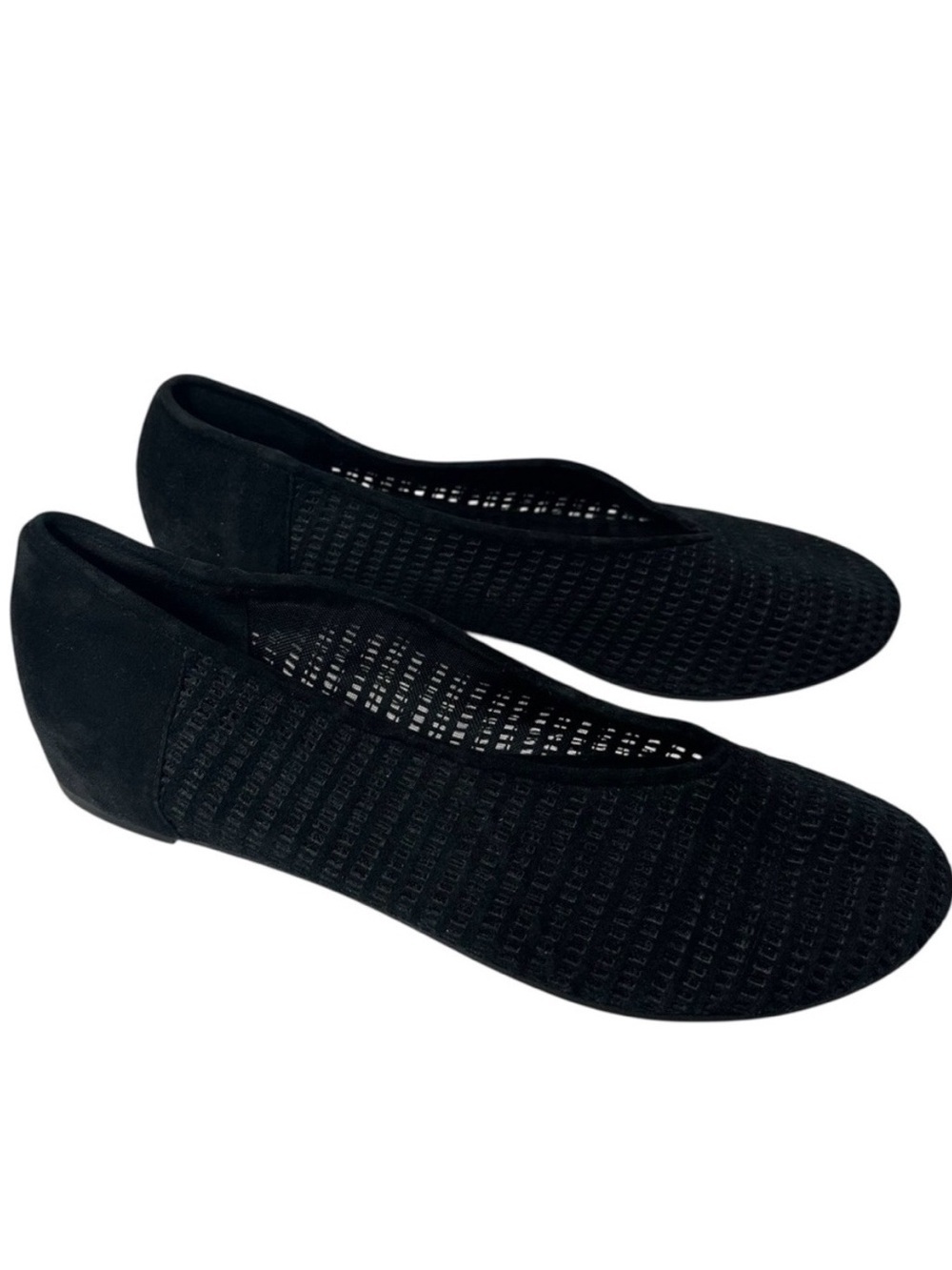 Eileen Fisher Black Perforated Suede Ballet Flats